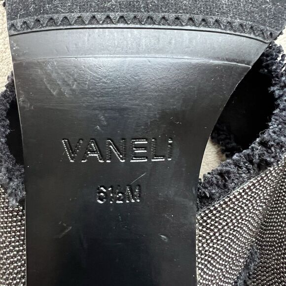 VANELi Baret Black Fringed Canvas Silver Small Studs Block Heel Sandal Women 6.5 - Picture 15 of 16